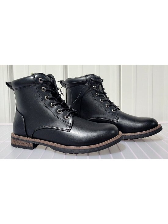 Goodfellow & Co Other - Goodfellow Jeffrey Classic Lace Up Faux Leather Black Combat Boots -- Men's 8